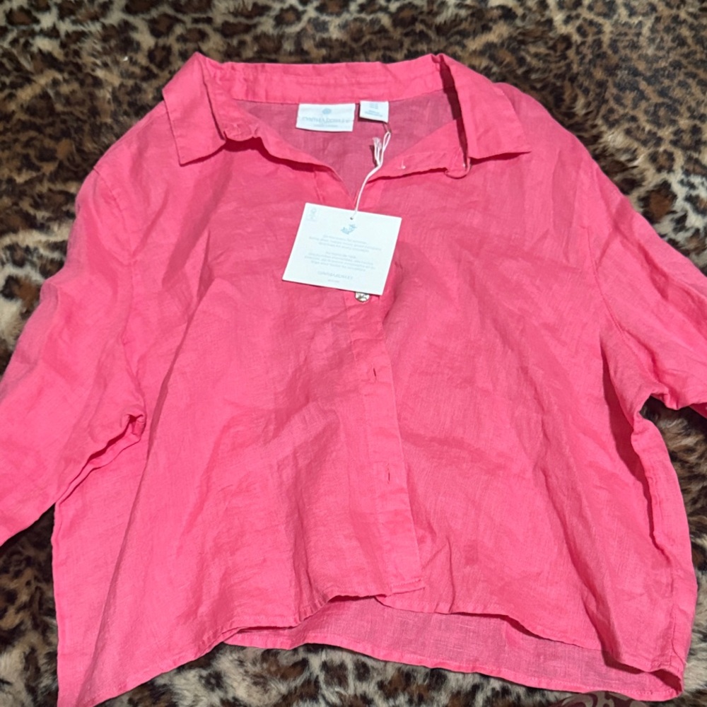 Cynthia Rowley Vibrant Pink Linen Shirt